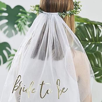 Ginger Ray Botanical Bachelorette Party Eucalyptus Bridal Crown with Veil, Wedding