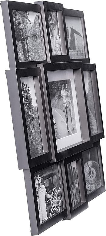 Malden 9-Opening Collage Picture Frame, Made to Display One (1) 5" x 7", Two (2) 4" x 4" and Six (6) 4" x 6", Black