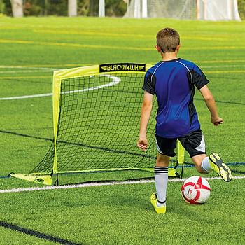 Franklin Sports Blackhawk Backyard Soccer Goal - Portable Kids Soccer Net - Pop Up Folding Indoor + Outdoor Goals - 4' x 3' - Pink