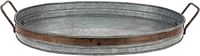 Stonebriar Oval Galvanized Metal Serving Tray With Rust Trim And Metal Handle Medium Sb-5621A