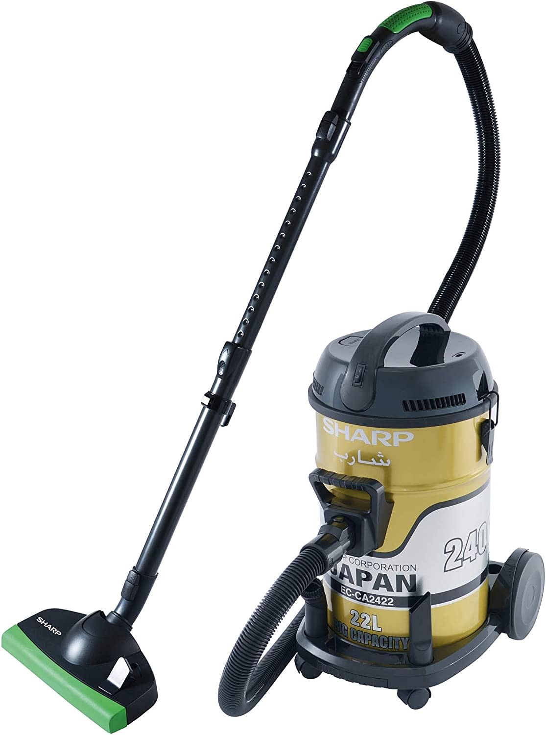 SHARP 22L 2400W HEAVY DUTY DRUM/BARREL 100% COPPER MOTOR VACUUM CLEANER EC-CA2422-Z GOLD