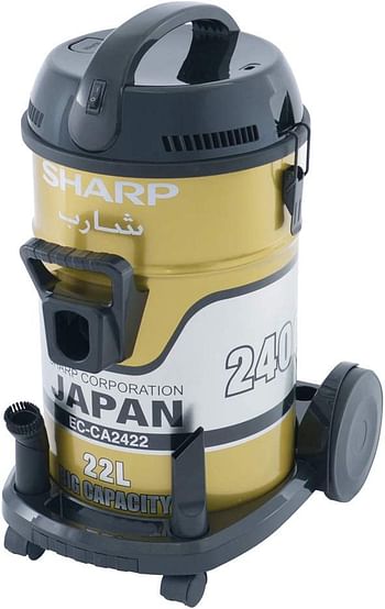 SHARP 22L 2400W HEAVY DUTY DRUM/BARREL 100% COPPER MOTOR VACUUM CLEANER EC-CA2422-Z GOLD