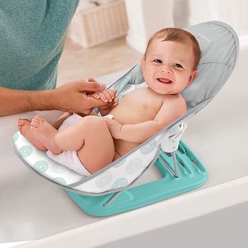 Summer Deluxe Baby Bather ( Geo Waves ) - Bath Support for Use in The Sink or Bathtub - Includes 3 Reclining Positions