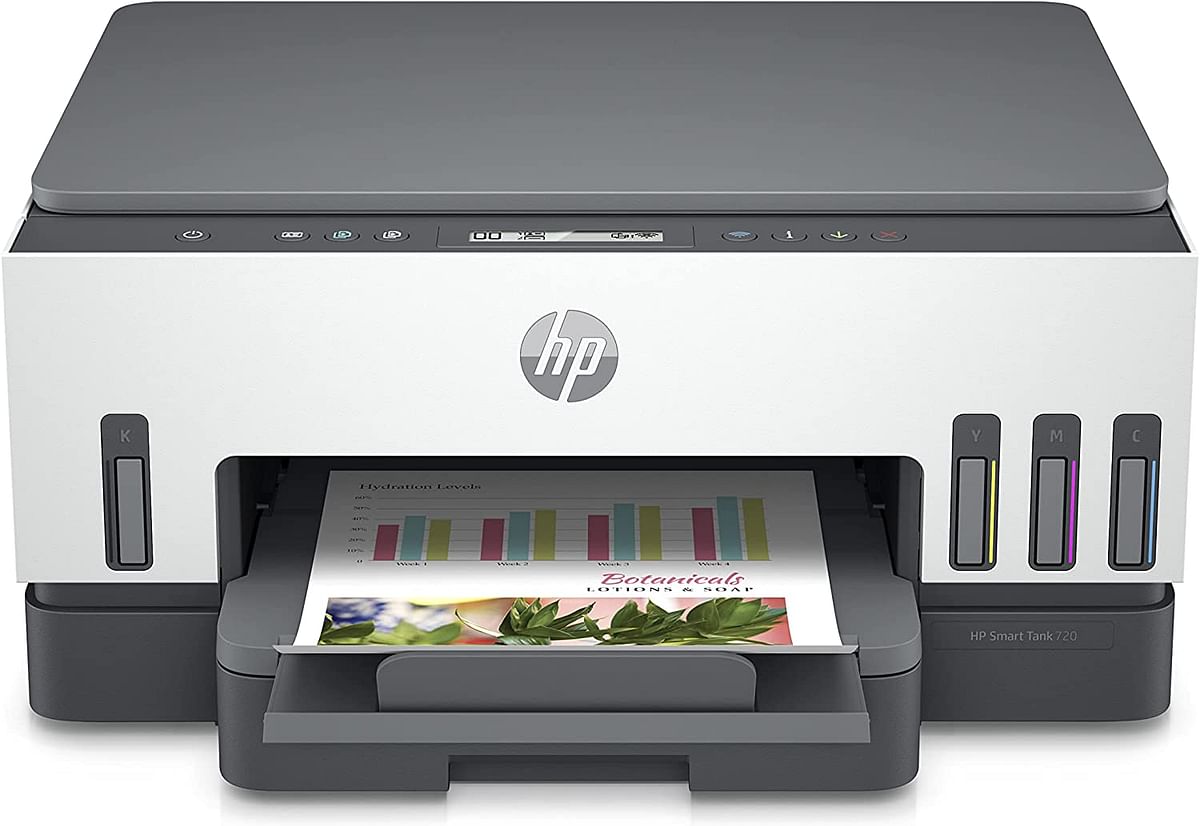 HP Smart Tank 720 All-in-One Printer Wireless, Print, Scan, Copy, Auto Duplex Printing, Print up to 18000 black or 8000 color pages 6UU46A - White, Grey