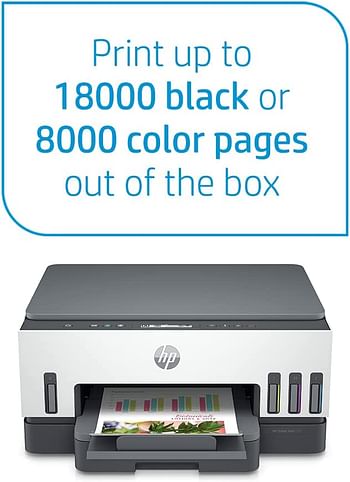 HP Smart Tank 720 All-in-One Printer Wireless, Print, Scan, Copy, Auto Duplex Printing, Print up to 18000 black or 8000 color pages 6UU46A - White, Grey