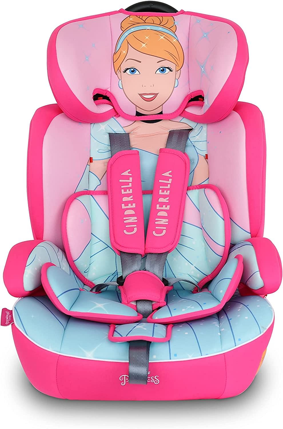 Disney Princess Baby Kids 3 in 1 Car Seat Booster Seat Adjustable Backrest Extra Protection Suitable from 9 months to 12 years Group 1 2 3