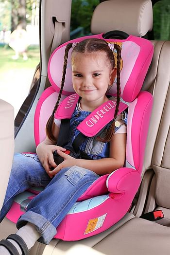 Disney Princess Baby/Kids 3-in-1 Car Seat + Booster Seat - Adjustable Backrest - Extra Protection - Suitable from 9 months to 12 years (Group 1/2/3), Upto 36kg (Official Disney Product)