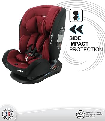 Nania, MALTA Convertible Infant Travel Carseat for Group 0+/1/2/3 (0-12 years)|Rearward Facing(0-18 kg)|Forward Facing (9-36 kg) |Tested & certified in France - Red Black