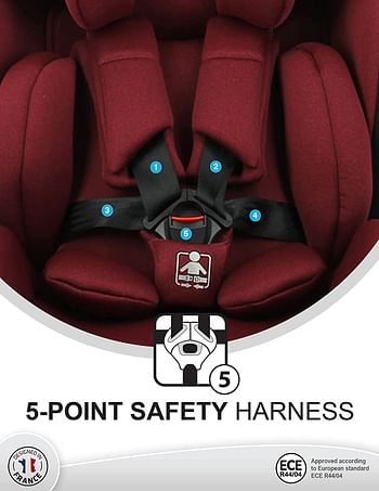 Nania, MALTA Convertible Infant Travel Carseat for Group 0+/1/2/3 (0-12 years)|Rearward Facing(0-18 kg)|Forward Facing (9-36 kg) |Tested & certified in France - Red Black
