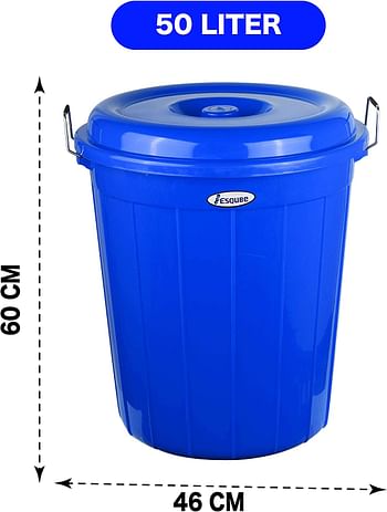 ESQUBE Drum Bucket With Lid 50L Blue, EDR-50-MB