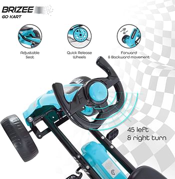 MOON Brizee Go Kart.Suitable For 3 To 8 Years. Holds Upto 30 Kgs. Adjustable And Comfortable Seat.4 Sturdy Wheels.Cart.Utmost Comfort And Safety. Blue and black