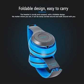 P47 Multifunctional Wireless Foldable Over Ear Headphone (Blue)