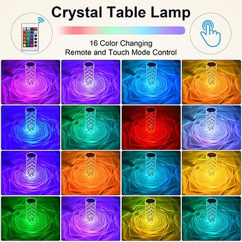 Crystal Table Lamp Touch Control,Endless Rose Diamond Lamp RGB Color Changing Remote Controlled,Romantic Acrylic Bedside Lamp USB Rechargeable for Valentines Day Bedroom Living Room Bar Party Decor