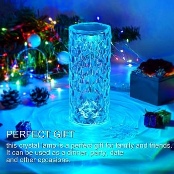 Crystal Table Lamp Touch Control,Endless Rose Diamond Lamp RGB Color Changing Remote Controlled,Romantic Acrylic Bedside Lamp USB Rechargeable for Valentines Day Bedroom Living Room Bar Party Decor