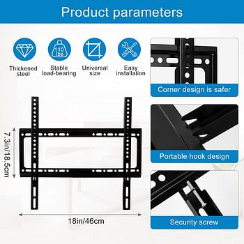 SKY-TOUCH TV Wall Mount 26 63 Inches Ultra Strong Slim Fixed TV Bracket Heavy Duty Ultra Super Strong 50KG TV Wall Mount with Wall Fixing Kit for Flat Curved Screen TV LED, LCD OLED and Plasma 50Kg,