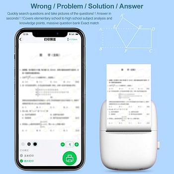 Eacam Portable Label Maker, Mini Pocket Printer for Wrong Question Photo Memo Thermal Printing Student Portable Printer