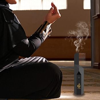 Electric Comb BUkhoor B26 Incense Burner Arabic Aroma Diffuser Mini USB Rechargeable Black-Color may vary