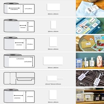 Phomemo M110 Label Printer Paper 1.18" x 0.79" (30x20mm) 960 Labels, White Square Self-Adhesive Thermal Paper, Phomemo Thermal Label Compatible with M110/M120/M200/M220 Label Printer, Black on White