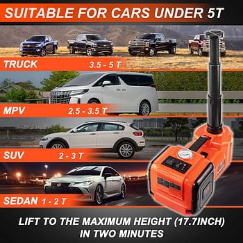 E-HEELP Electric Car Jack Kit 5Ton 12V Hydraulic Car Jack Lift with Electric Impact Wrench for SUV MPV Sedan Truck Change Tires Garage Repair