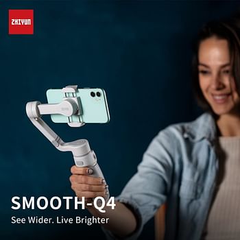 Zhiyun Smooth Q4 Combo Gimbal Stabilizer for iPhone Smartphone,3-Axis Phone Gimbal Built-In Selfie Stick with Megnetic Fill Light for Vlogging YouTube TikTok