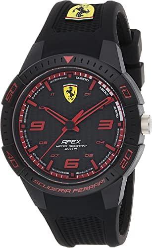 Ferrari Scuderia Apex Men's Quartz Plastic and Silicone Strap Casual Watch (Model: 0830747), Black