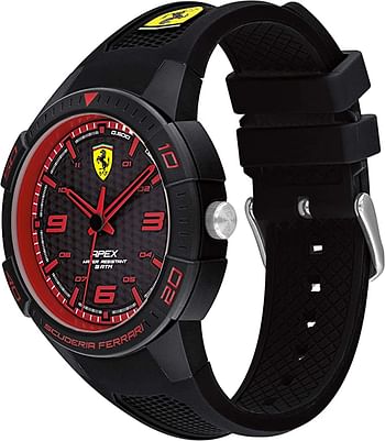 Ferrari Scuderia Apex Men's Quartz Plastic and Silicone Strap Casual Watch (Model: 0830747), Black