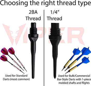 Viper Dart Accessory: Tufflex II 1/4" Thread Soft Tip Dart Points, Black (100 and 500 Packs)/500 Pack