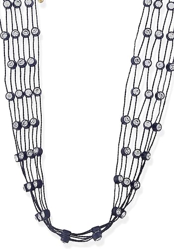Zaveri Pearls Black Contemporary Choker Diamond Necklace-ZPFK10589