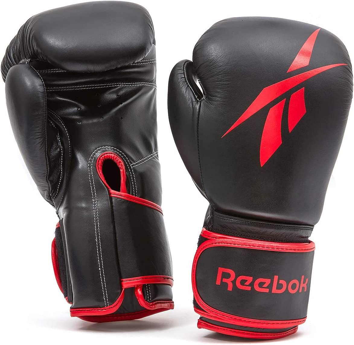 Leather Boxing Gloves 14oz - Black/Red