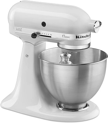 KitchenAid 5K45SSBWH Classic Stand Mixer, 4.3 Litre, White