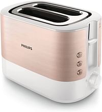 PHILIPS Viva Collection Toaster, Rose Gold, White HD2637/11, Rose Gold Metallic/White