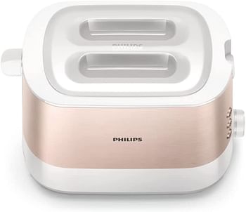 PHILIPS Viva Collection Toaster, Rose Gold, White HD2637/11, Rose Gold Metallic/White