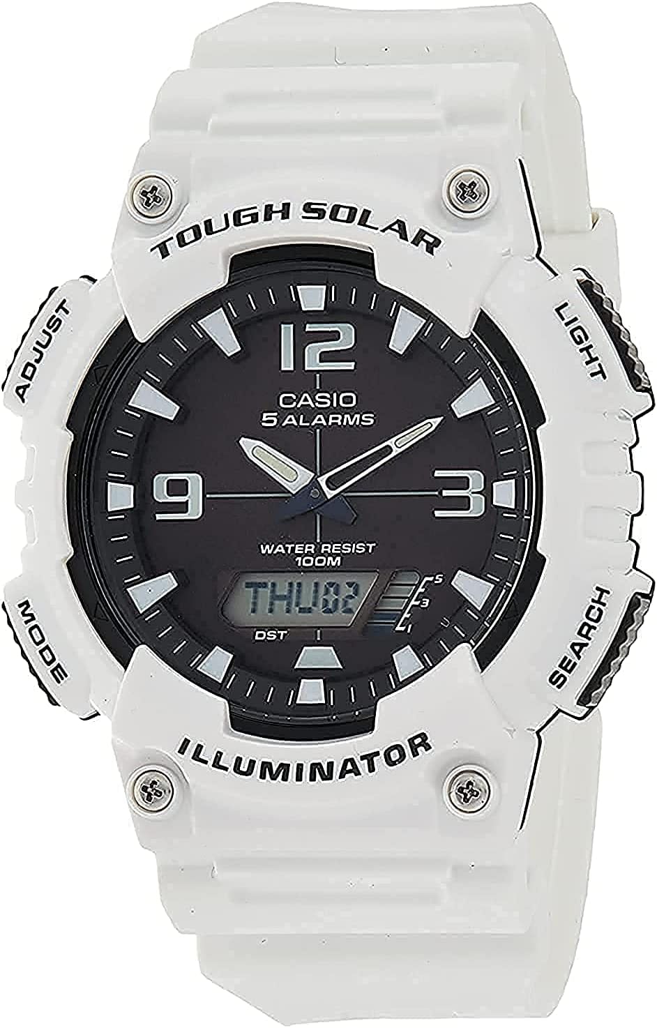 Tough Solar Illuminator Watch for Men by Casio Analog Digital Resin White