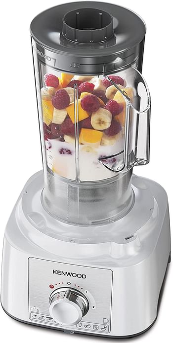 Kenwood Multipro Express Food Processor, 3.0 Litre Bowl, 1.2 Litre Blender, Dough Hook, Whisk, 3 Slicing and Grating Discs, Multi Mill, Juice,1000 Watts, FDP65.750WH, White- for Big Family