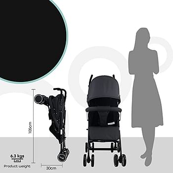 MOON Neo Plus Light Weight Travel Stroller/Pushchair for Baby/Kids/Toddler Light Grey, 1.0 Piece