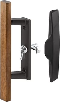 مجموعة مقبض باب زجاجي منزلق C 1259 من شركة برايمي-لاين برودكتس، 3-15/16 بوصة، خشب وردي، نمط خطافي، قفل داخلي