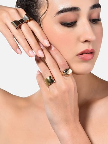 Zaveri Pearls Gold Tone Set Of 3 Contemporary Classy Finger Rings-ZPFK10575