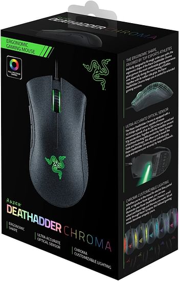 Razer DeathAdder Chroma - Multi-Color Ergonomic Gaming Mouse - 10,000 DPI Sensor - Comfortable Grip - World's Most Popular Gaming Mouse/DeathAdder Chroma