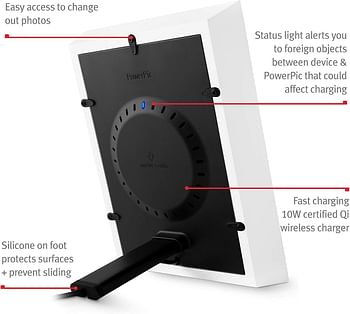 Twelve South Powerpic | Picture Frame Stand With Integrated 10W Qi Charger For Iphone/Wireless Charging Smart Phones (White)