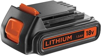 BLACK+DECKER Lithium Ion Battery with Charger for POWERCONNECT, 18 V, 1.5 Ah Li-Ion, 1 A Fast Charger, Black/Orange - BDC1A15-GB