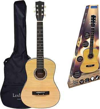 Lexibook Wooden AcoUStic Guitar, 36'', Learning Guide Included, 6 Nylon Strings, Carry Bag Included K2200 - Wood/Black