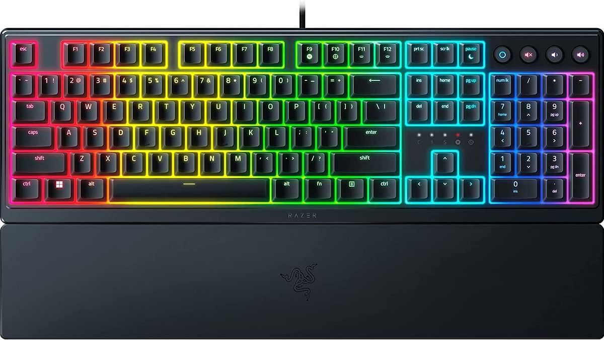 Razer Ornata V3 Gaming Keyboard - US Layout, Low-Profile Keys, Mecha-Membrane Switches, UV-Coated Keycaps, Backlit Media Keys, 10-Zone RGB Lighting, Spill-Resistant - Classic Black