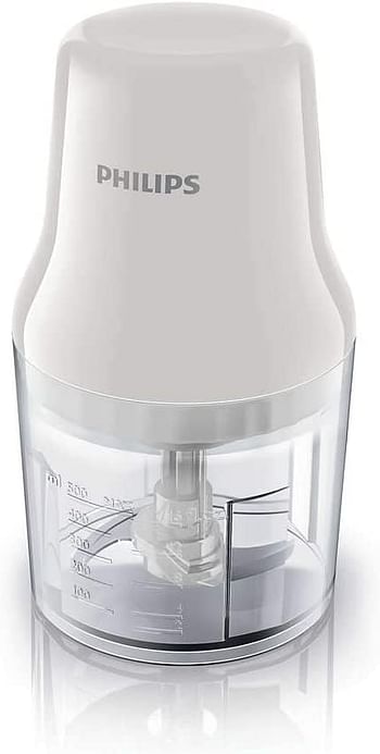 Philips Daily Chopper White - HR1393/01: 450W, stainless steel blade, 500 ml plastic bowl