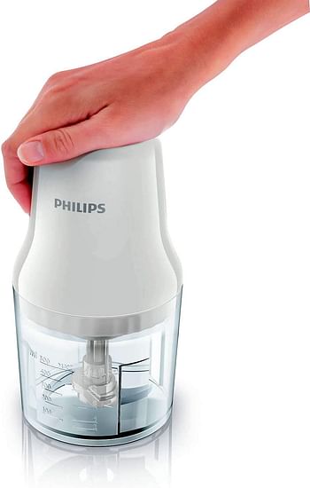 Philips Daily Chopper White - HR1393/01: 450W, stainless steel blade, 500 ml plastic bowl