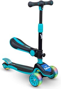 MOON Xplora Baby/Kids 3 Wheel Scooter Outdoor & Sports Scooter Toy with Seat LED Light Up Wheels Height Adjustable Handle