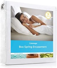 Linenspa Box Spring Encasement Queen, Complete Protection with Zipper, Waterproof Box Spring Protector Queen