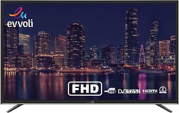 evvoli 43 Inch Tv FULL HD Standard LED TV With Built In Receiver Supports HDMI USB VGA AV IN COAXIAL EARPHONE OUT - 43EV100D - Black