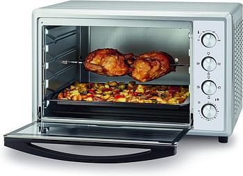 Kenwood 100L Electric Oven 2700 W Oven Toaster Grill Large Capacity Double Glass Door Multifunctional with Rotisserie and Convection Function for Grilling, Toasting, Broiling, Baking,Defrosting MOM99.000SS Silver