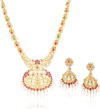 Zaveri Pearls Temple Jewellery Set For Women (Golden) (Zpfk9551)