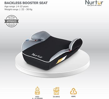 مقعد معزز للأطفال من Nurtur Nova - مسند للذراع - سهل التركيب - مناسب للجميع - قاعدة عريضة مبطنة - مناسبة من 4 سنوات إلى 12 سنة (المجموعة 2/3) (منتج Nurtur الرسمي)